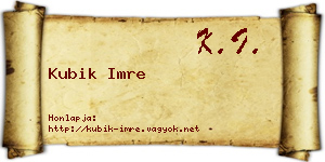 Kubik Imre névjegykártya
